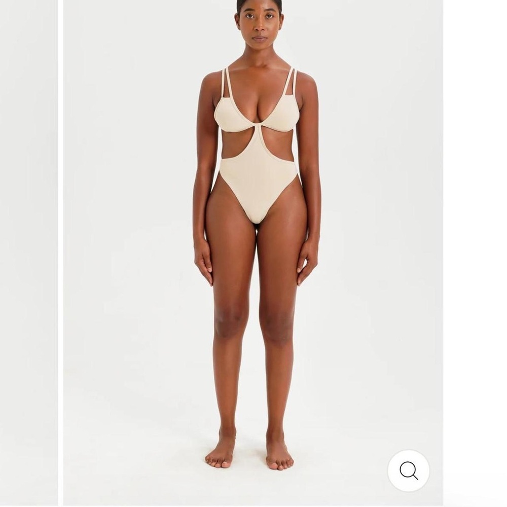 Beige Cutout One-Piece Swimsuit